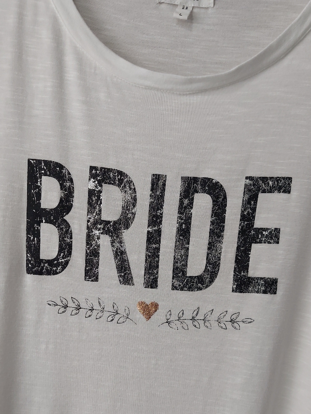 Maurices White 'Bride' Short Sleeve Flowy Tee Shirt, Size Large, Like New